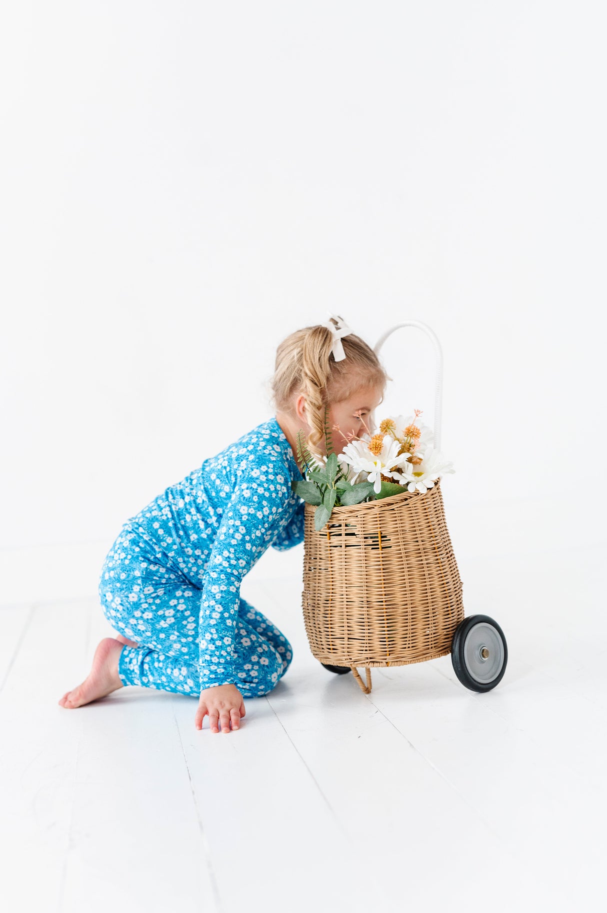 Blue Base Flowers Two Piece Long Set - HoneyBug