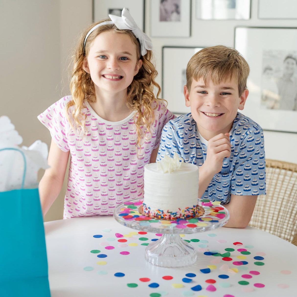 Charles Boys' Short Set - Birthday Cake Blue - HoneyBug