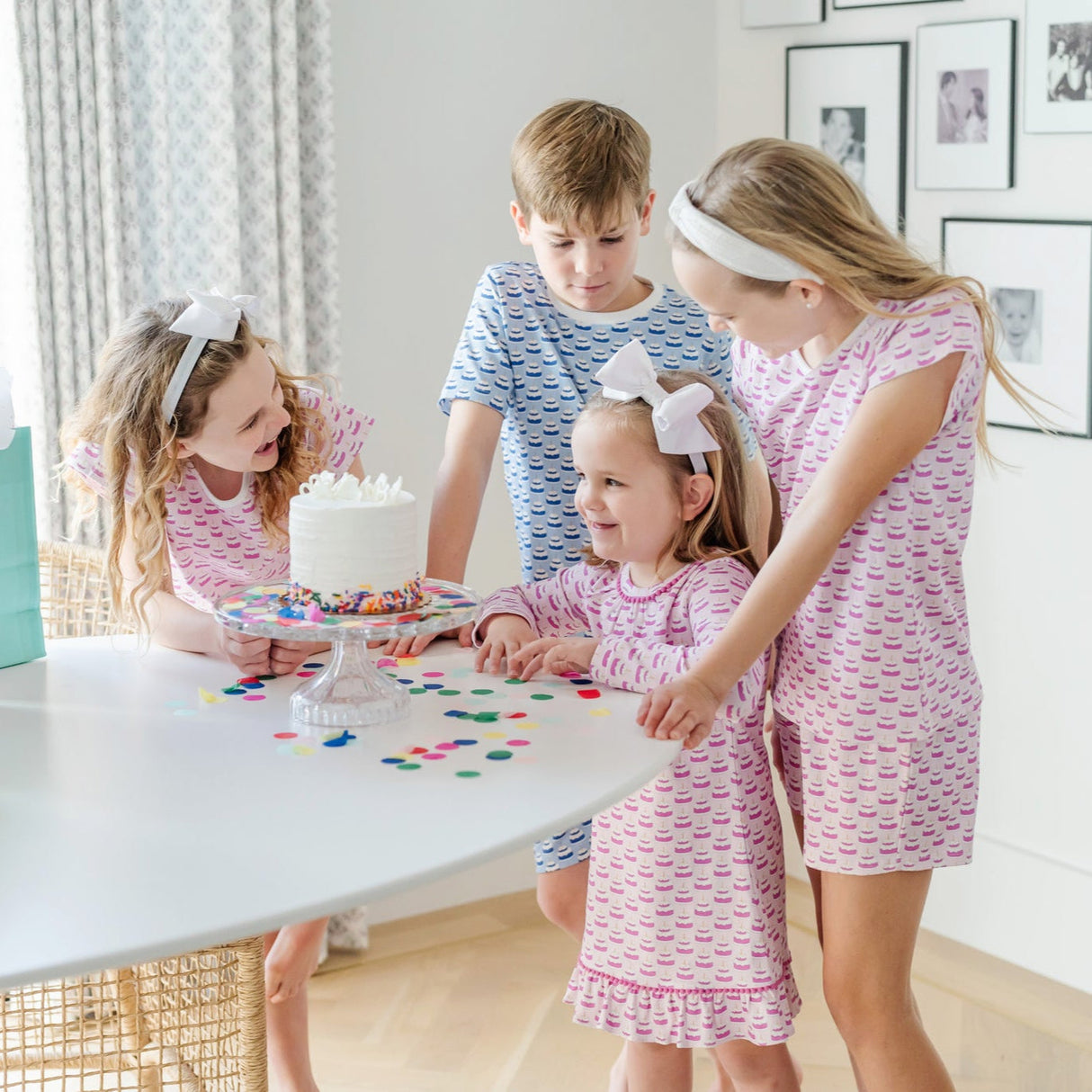 Emery Girls' Short Set - Birthday Cake Pink - HoneyBug