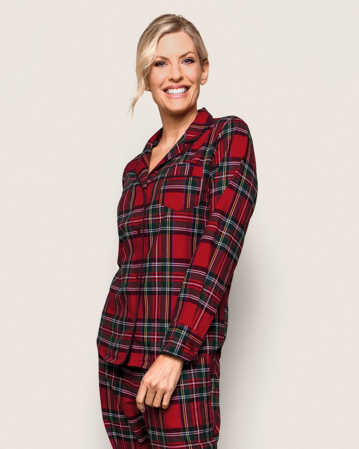 Women's Brushed Twill Pajama Set in Imperial Tartan - HoneyBug