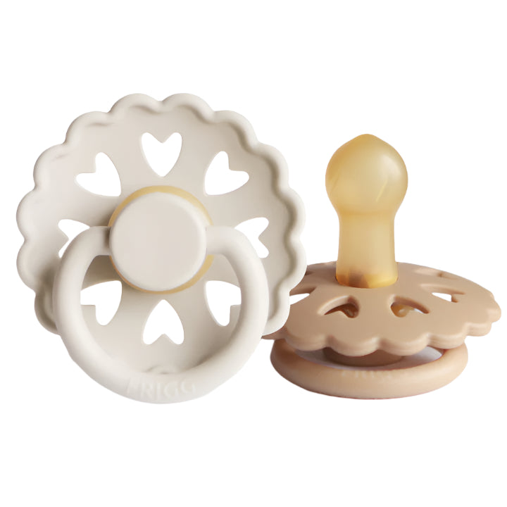 FRIGG Andersen Fairytale Natural Rubber Pacifier 2-Pack - Cream/Silky Satin - HoneyBug
