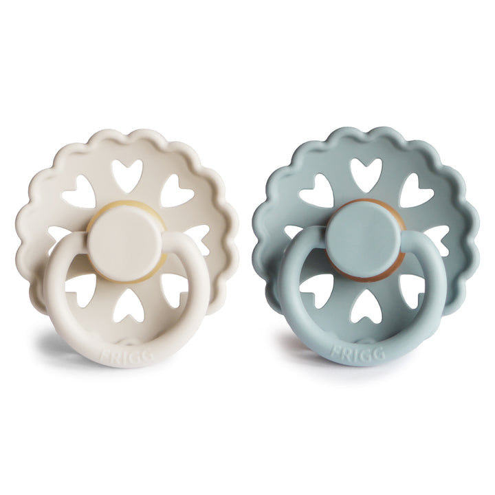 FRIGG Andersen Fairytale Natural Rubber Pacifier 2-Pack - Cream/Stone Blue - HoneyBug