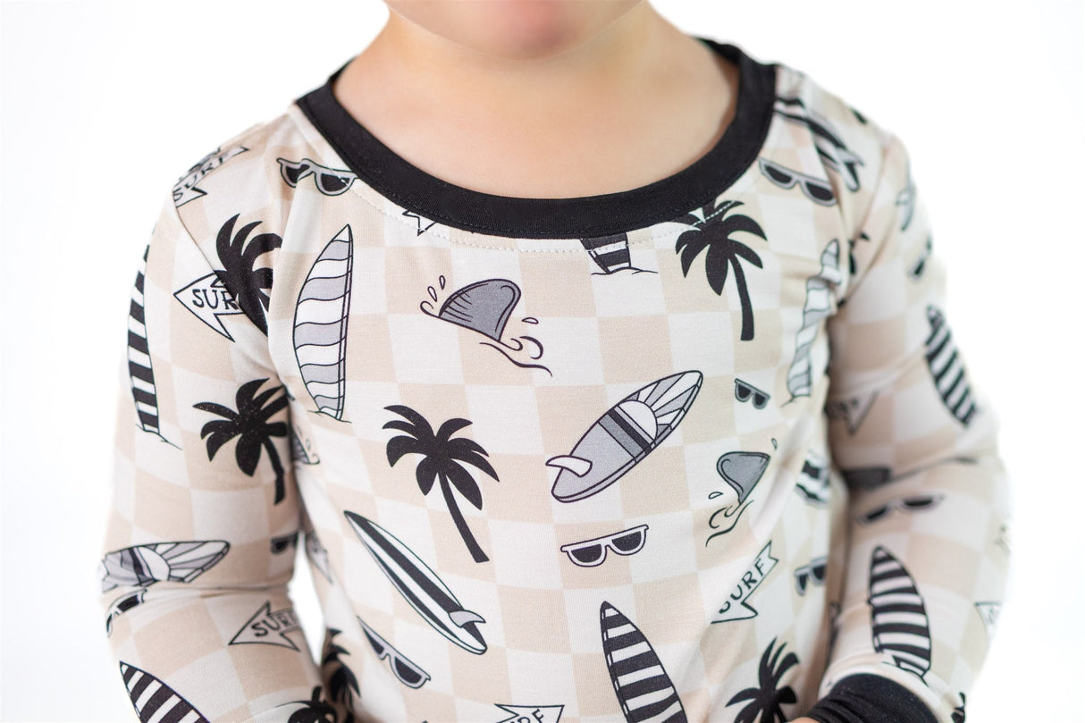 Checkered Surfboards | Two Piece Bamboo Pajama Set - HoneyBug