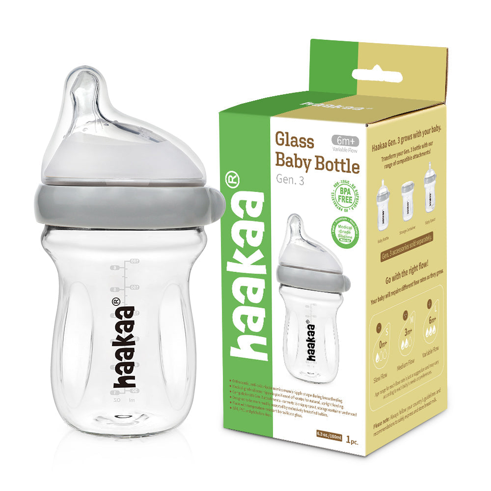 Haakaa Generation 3 Glass Baby Bottle 6 oz/160 ml, 1 PK - HoneyBug