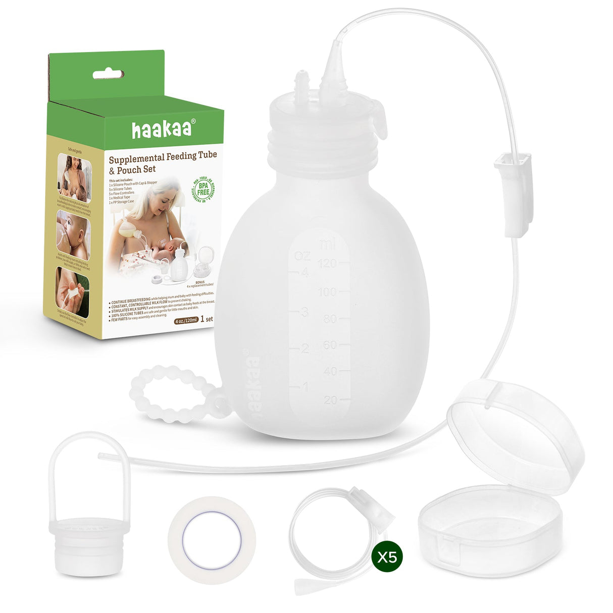Haakaa Supplemental Feeding Tube & Pouch Set - HoneyBug