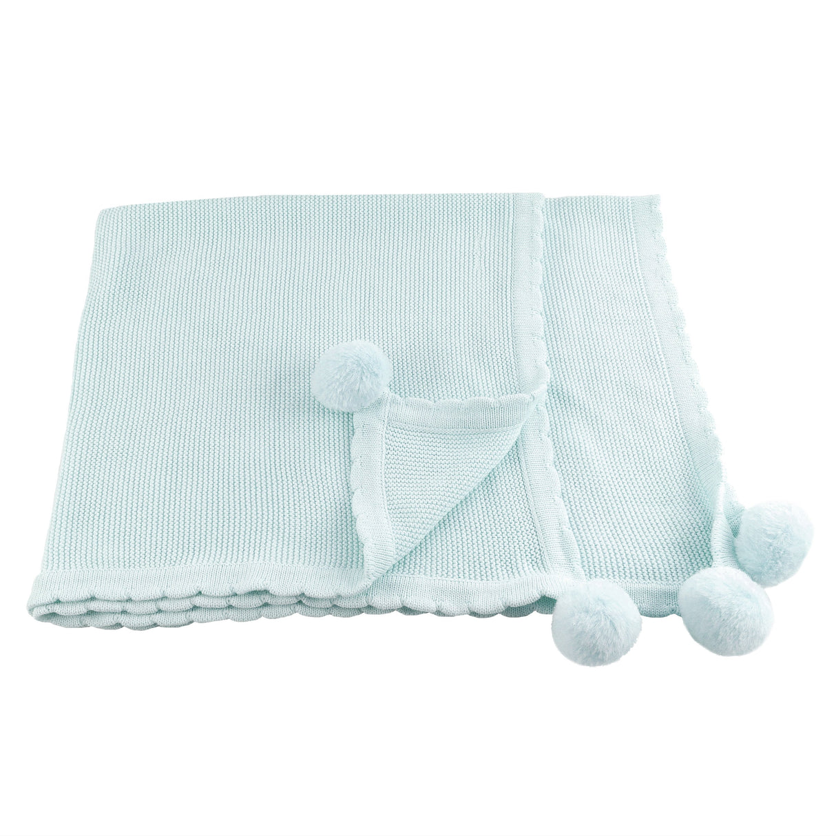 Pom Pom Blanket - Pale Blue - HoneyBug