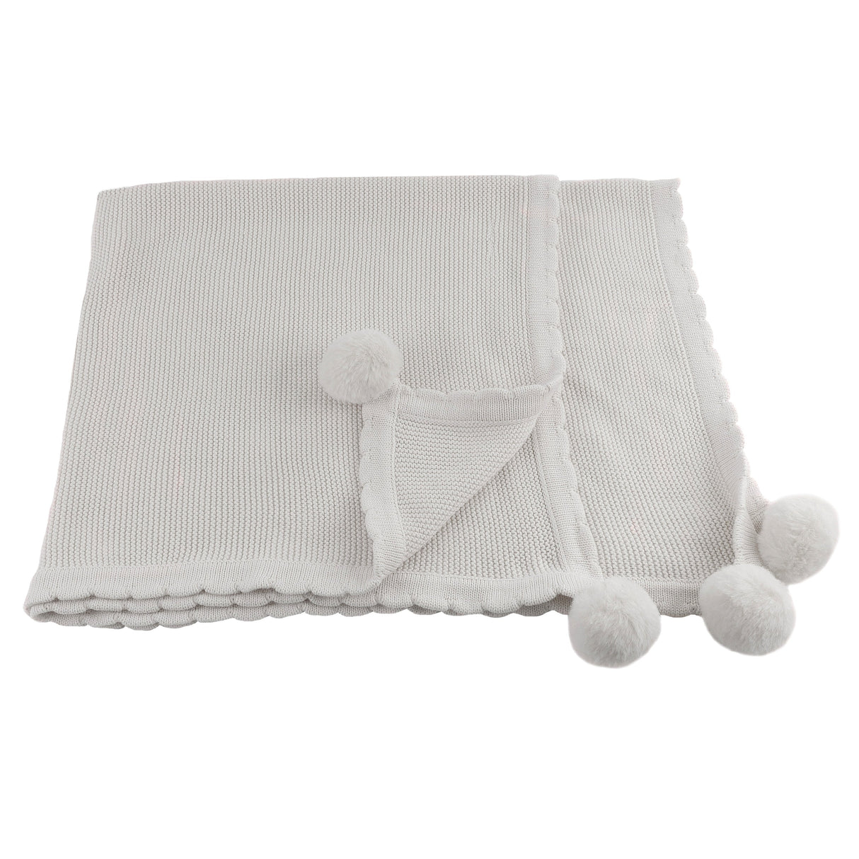Pom Pom Blanket - Soft Gray - HoneyBug