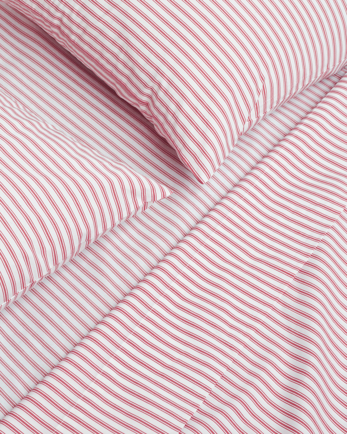 Luxe Premium Percale Bed Sheets in Antique Red Ticking - HoneyBug