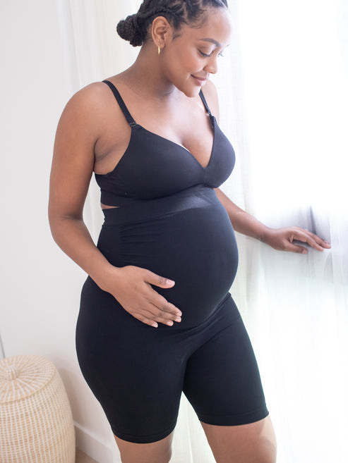 Bamboo Seamless No Rub Maternity Thigh Saver | Black - HoneyBug