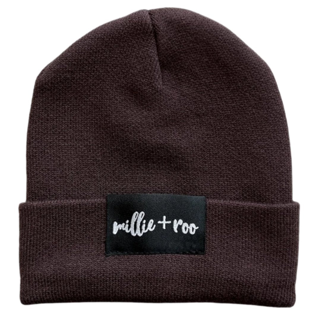 BAMBOO CUFF BEANIE- Black Cherry - HoneyBug