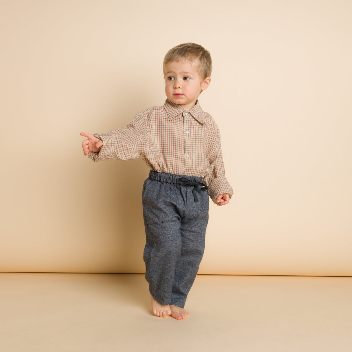 Boys Shirt | Beige Country Check - HoneyBug
