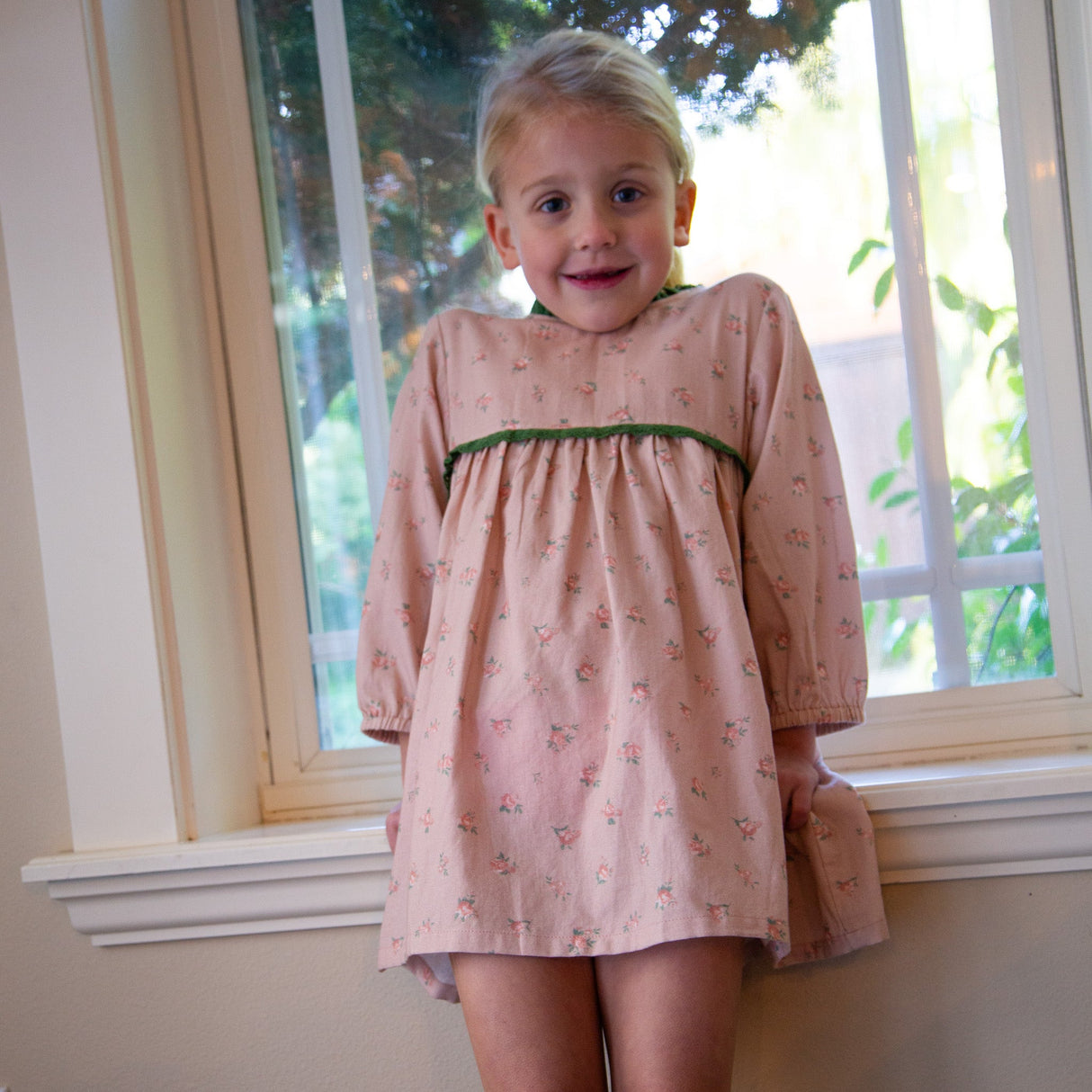 Toddler Priya Dress with Lace Trim | Vintage Pink Rose - HoneyBug