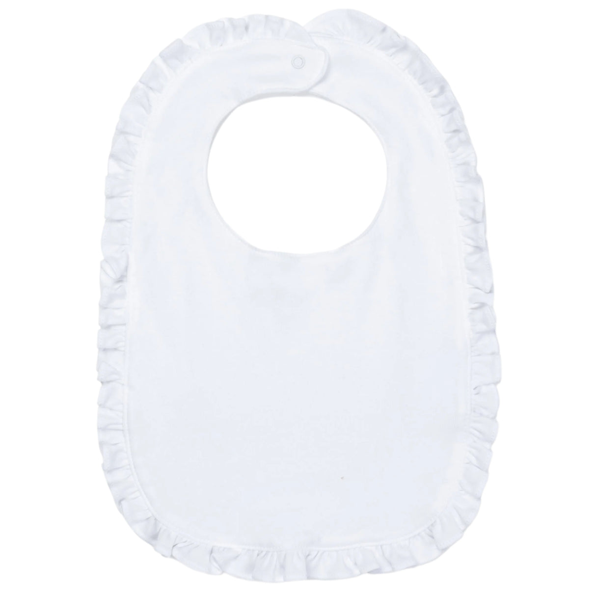 Ruffled Edge Pima Cotton Bib - White - HoneyBug