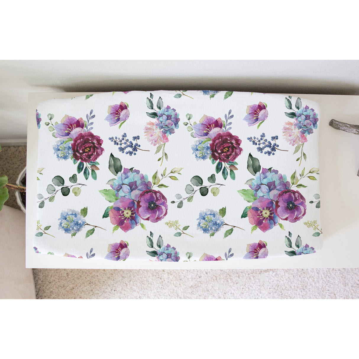 Changing Pad Cover - Blue Floral - HoneyBug