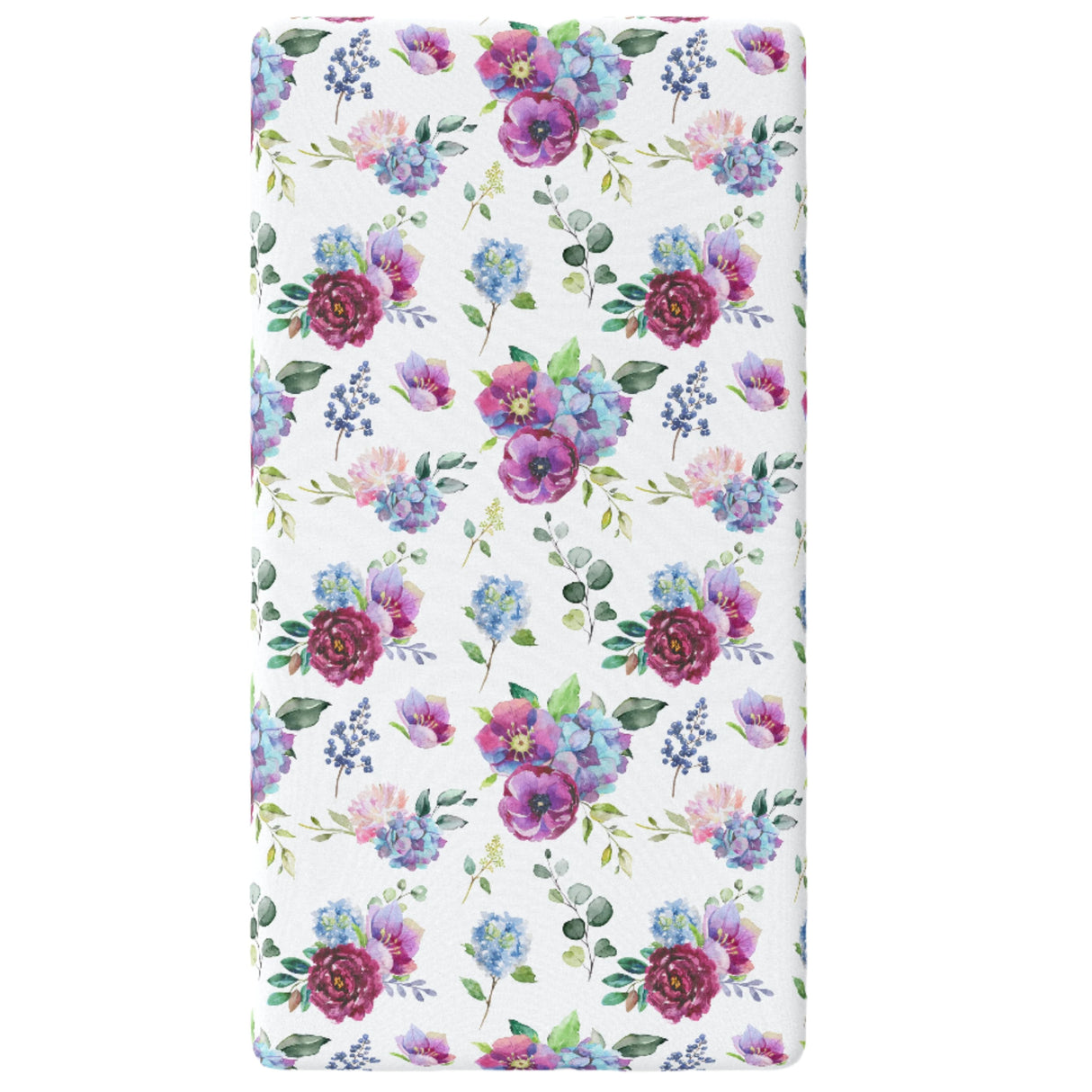Fitted Crib Sheet - Blue Floral - HoneyBug