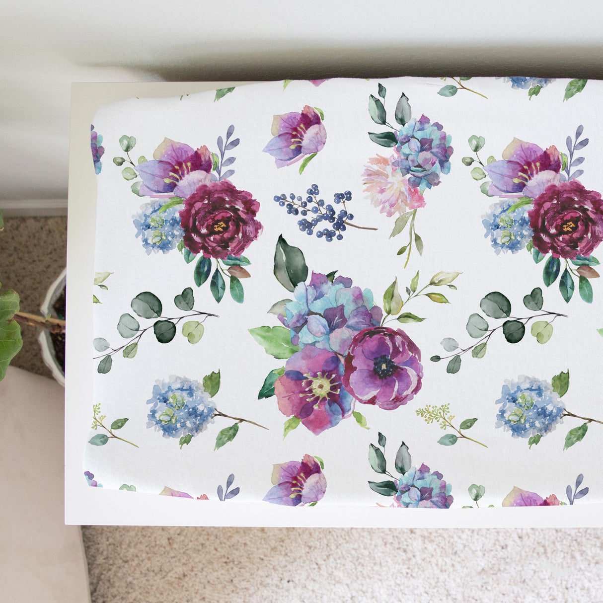 Changing Pad Cover - Blue Floral - HoneyBug