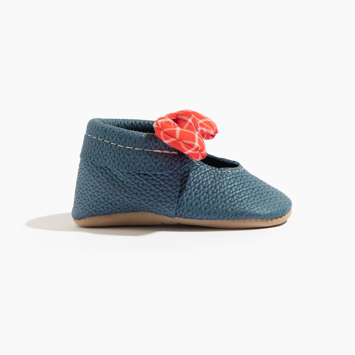 Blue Jean Knotted Bow Baby Shoe - HoneyBug