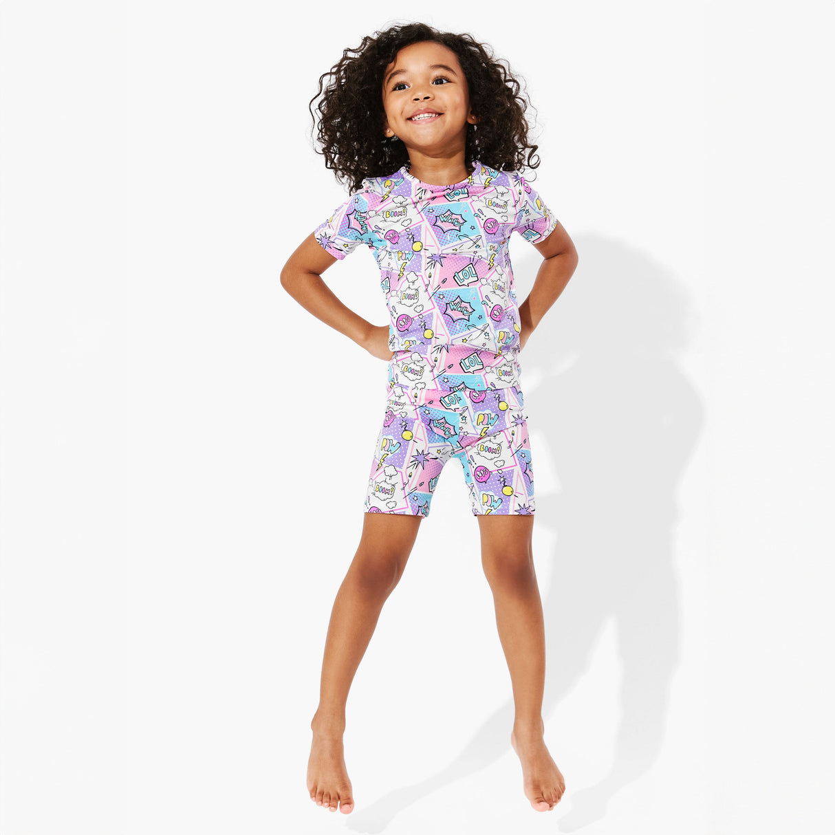 Comic Purple Bamboo Kids Pajama Short Set - HoneyBug