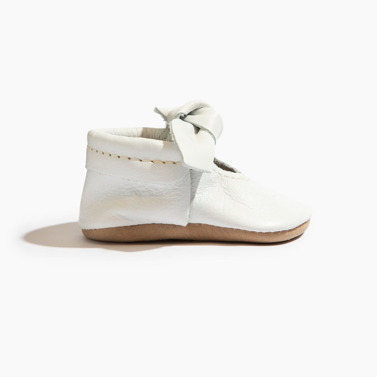 Toasted Bright White Knotted Bow Baby Shoe - HoneyBug