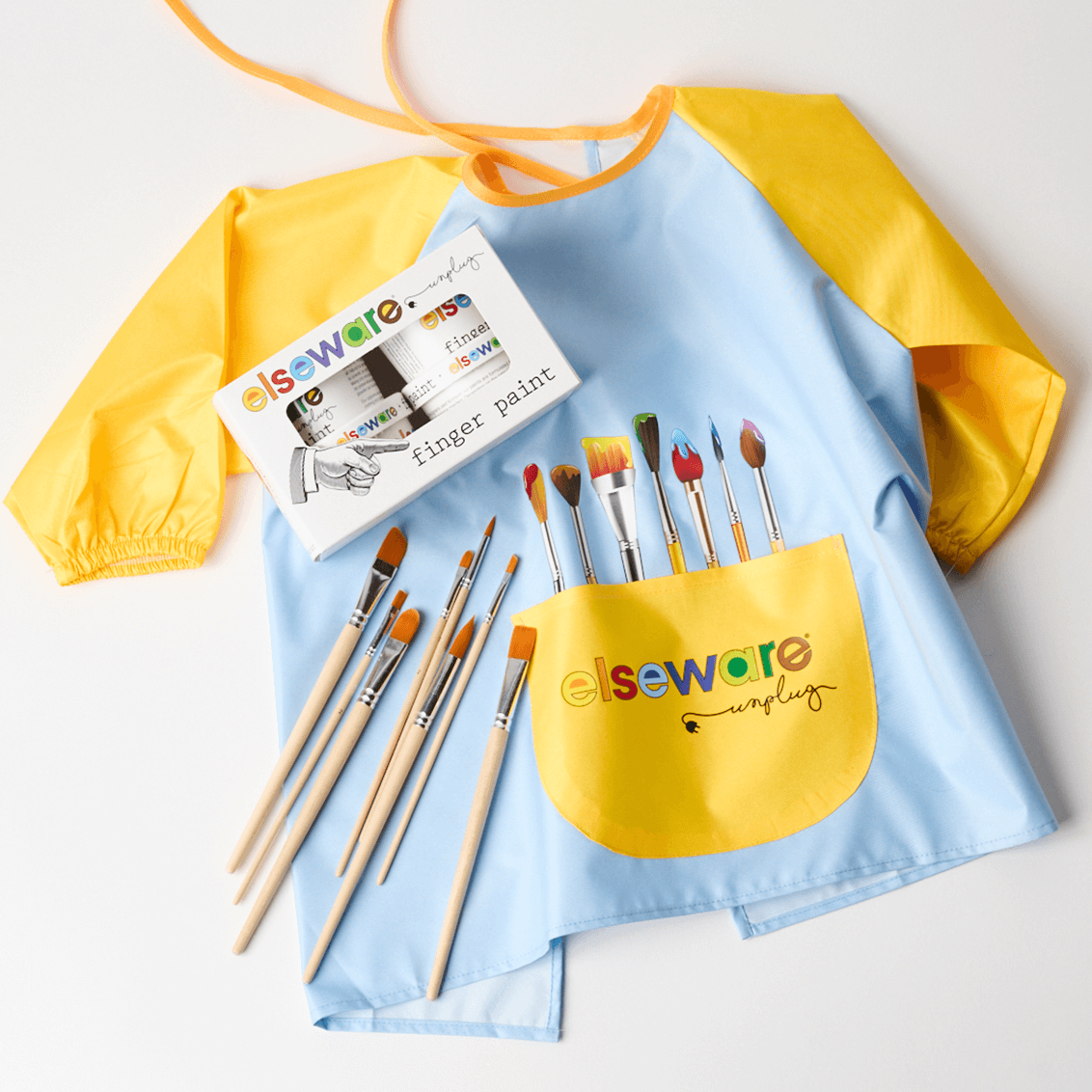 Mess-Free Kids Paint Bundle | All-Natural Finger Paint & Art Smock Set