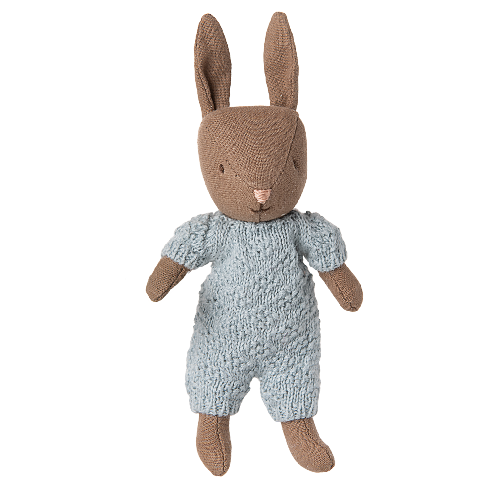 Rabbit, Micro - Brown - Blue Knitted Suit - HoneyBug