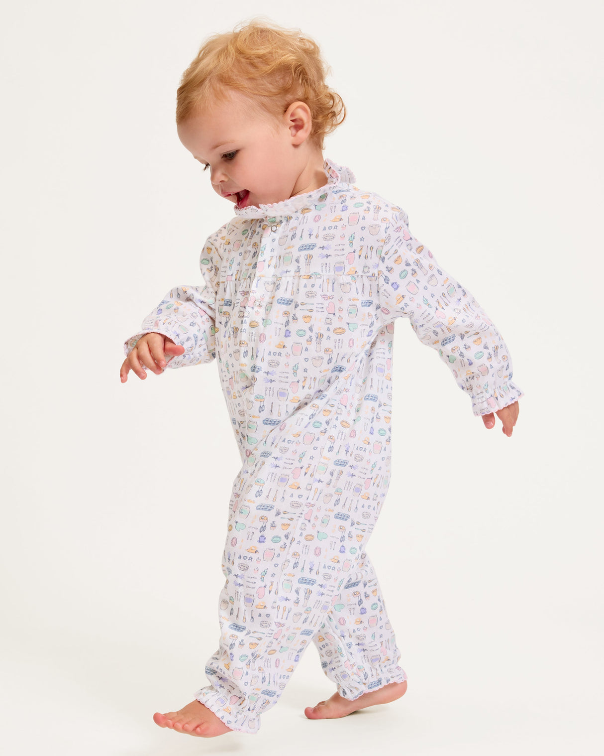Baby's Twill Madeline Romper in Baking Spirits Bright - HoneyBug