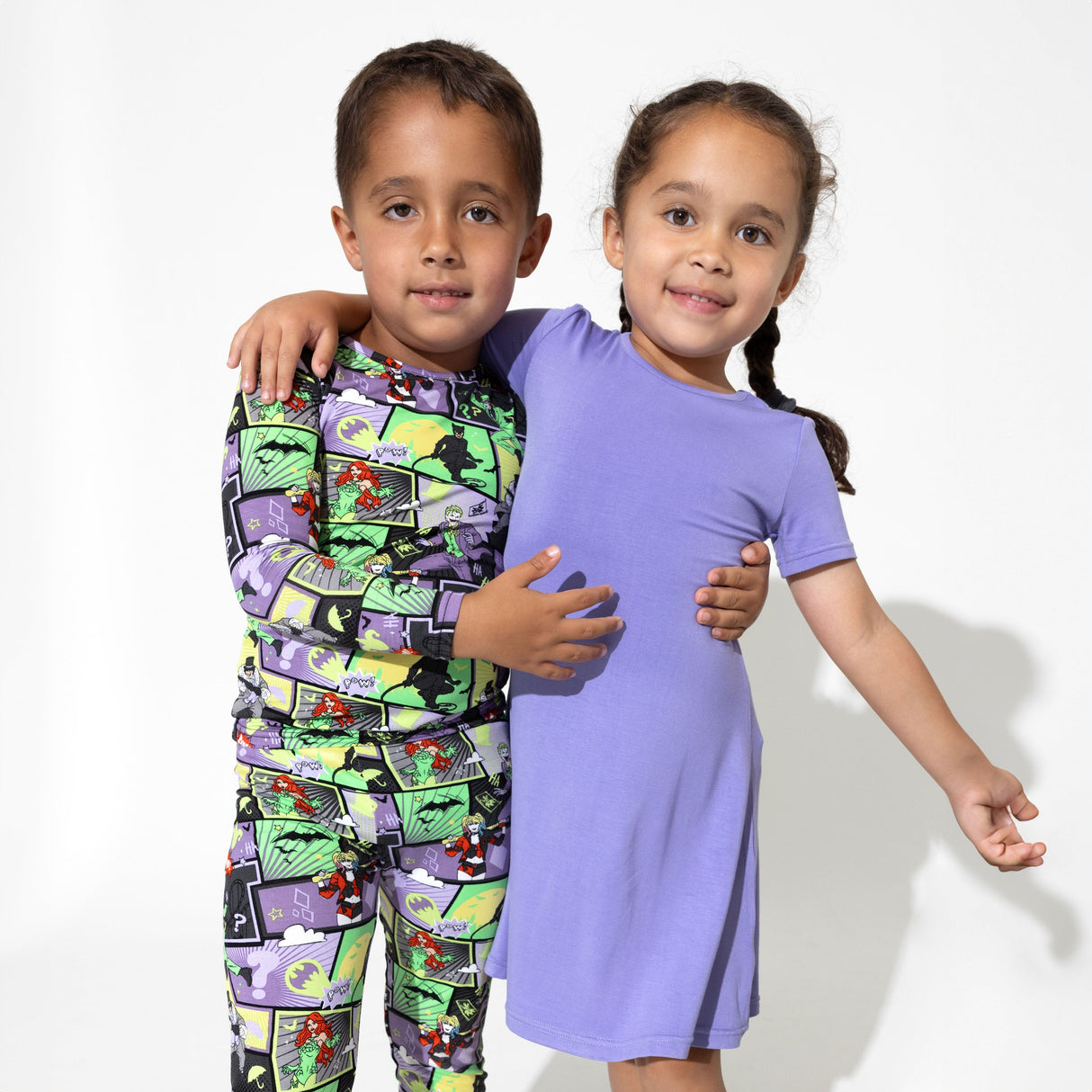 Poppin Purple Bamboo Girls' Short Sleeve Dress - HoneyBug