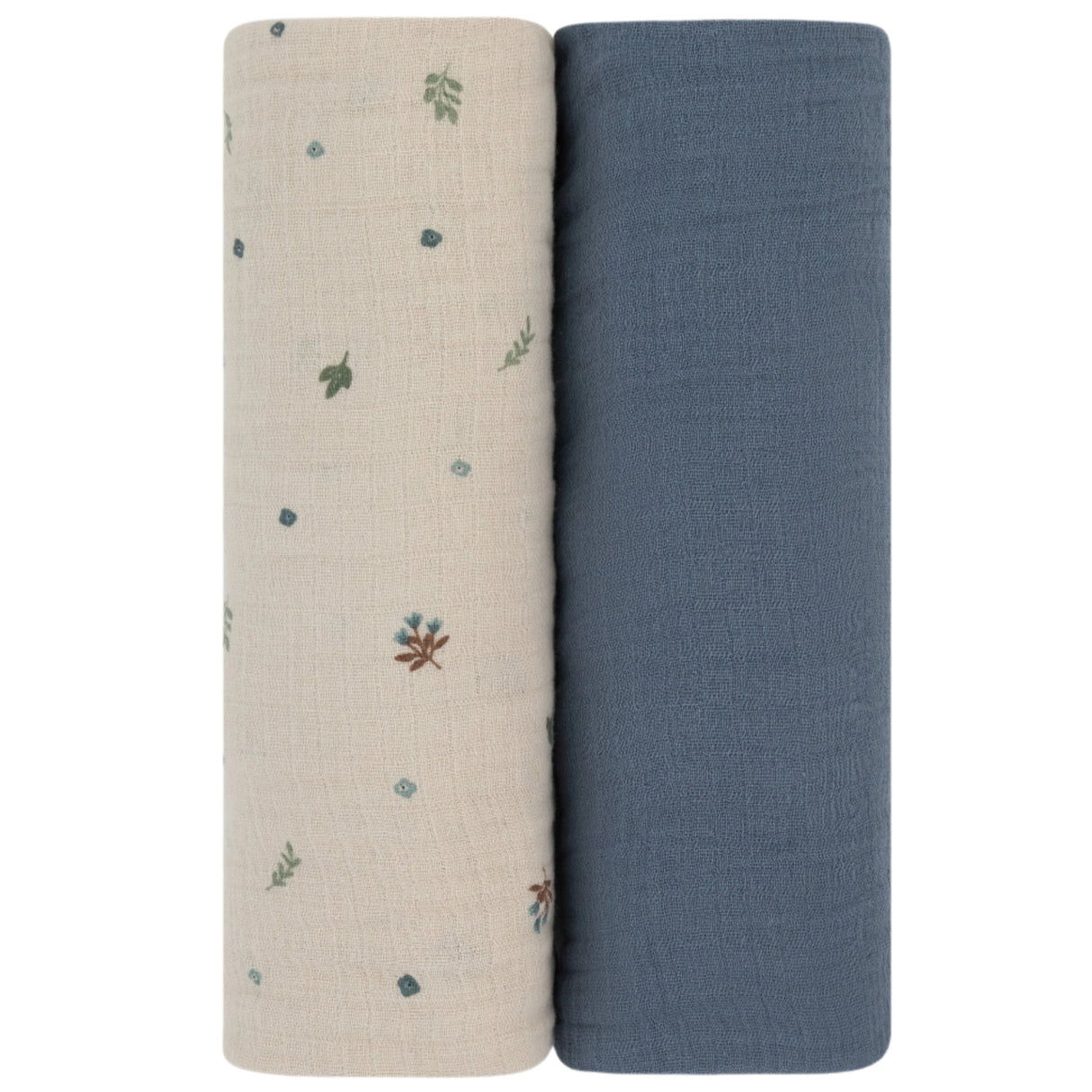2 Pack Cotton Muslin Swaddle Blanket - Garden Flower - Blue - HoneyBug