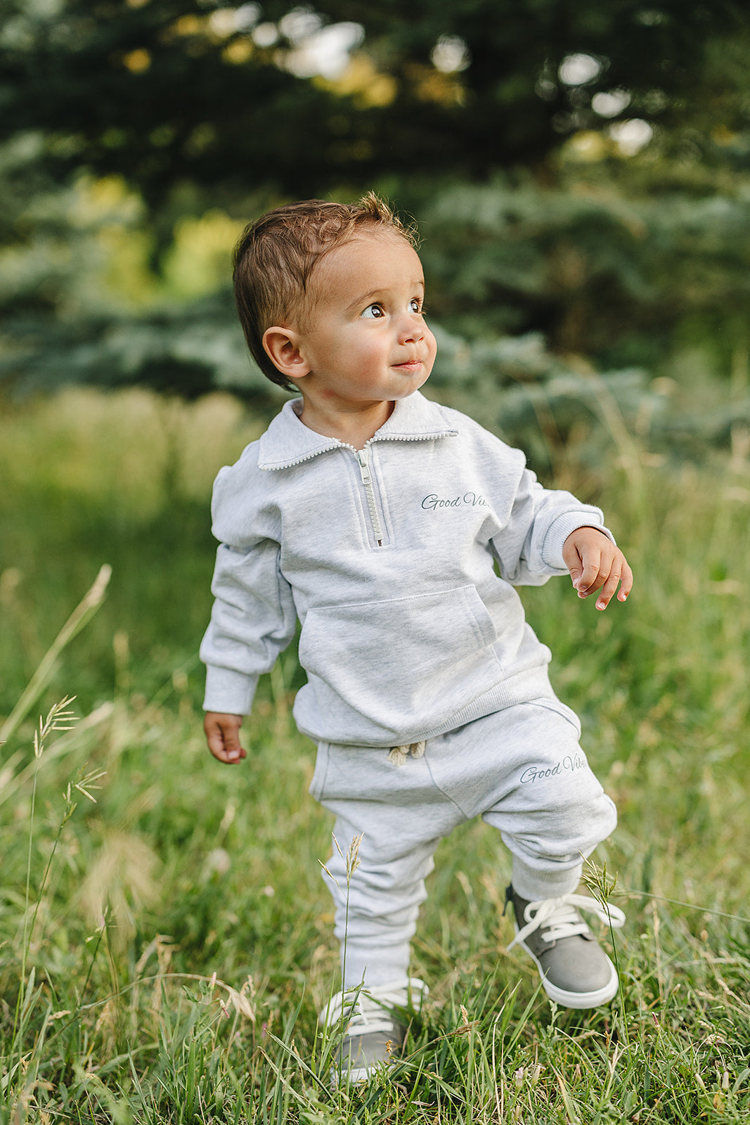 Good Vibes Quarter Zip French Terry Set - HoneyBug