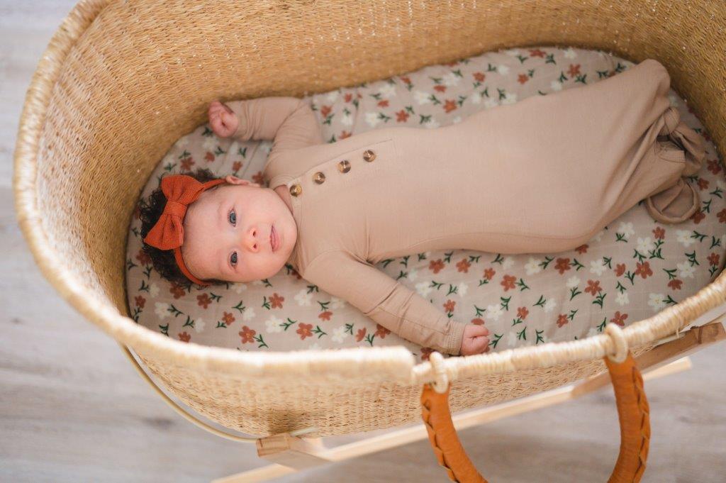 Knotted Baby Gown - Sand - HoneyBug