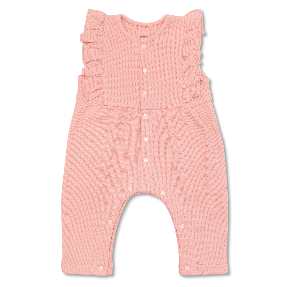 Waffle Ruffle Coverall - Dusty Rose