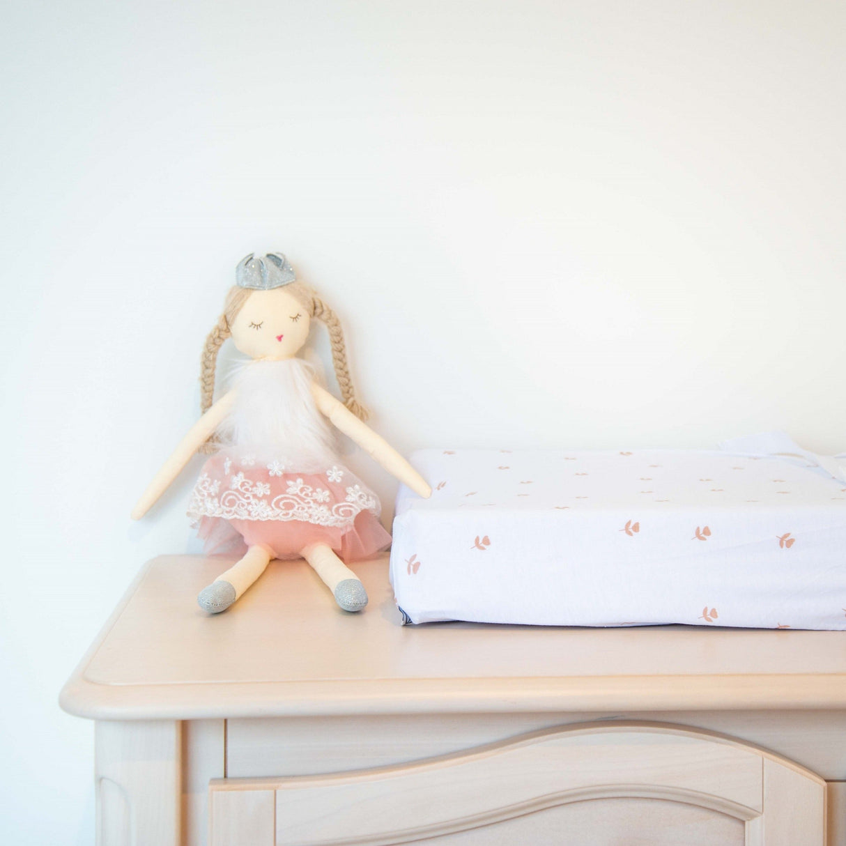 Changing Pad Cover | Cradle Sheet Set - Mauve Tulips & Stripes - HoneyBug