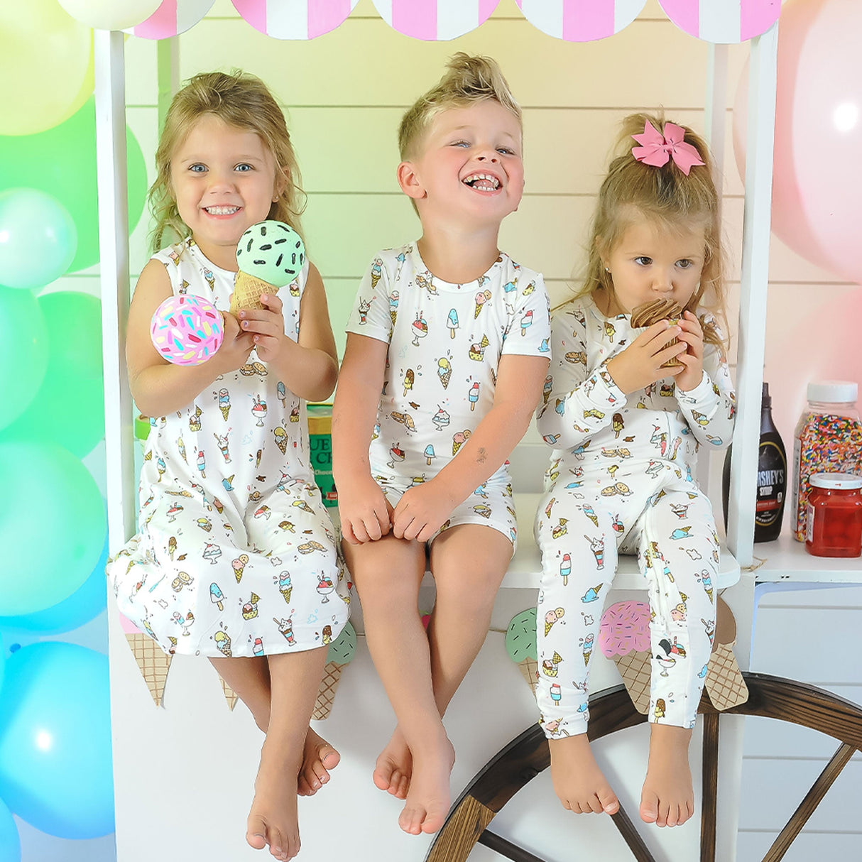 Ice Cream Bamboo Kids Pajama Short Set - HoneyBug