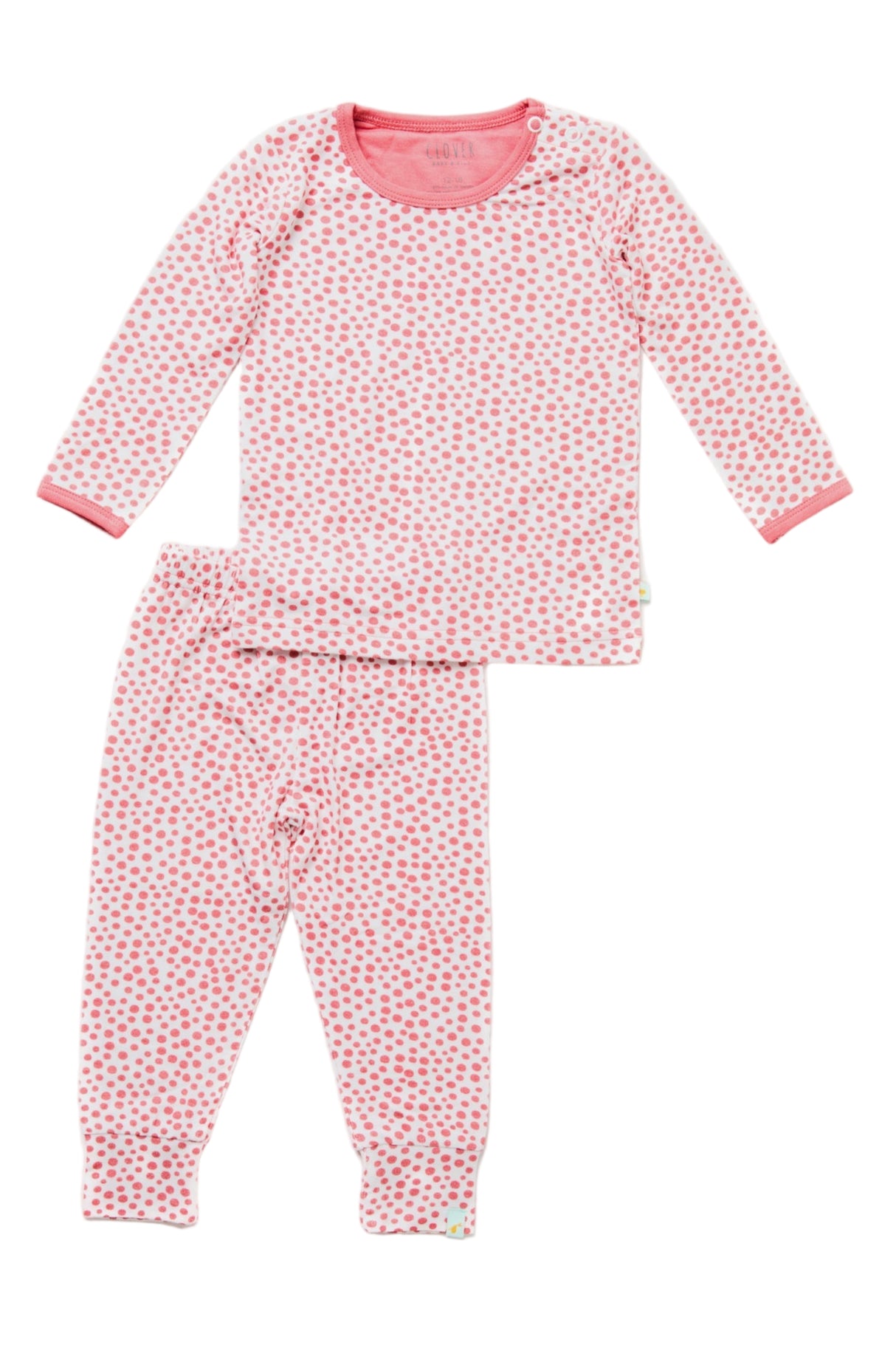 Long Sleeve Pajama Set - Coral Dots - HoneyBug