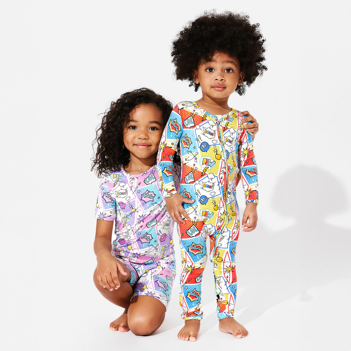 Comic Purple Bamboo Kids Pajama Short Set - HoneyBug