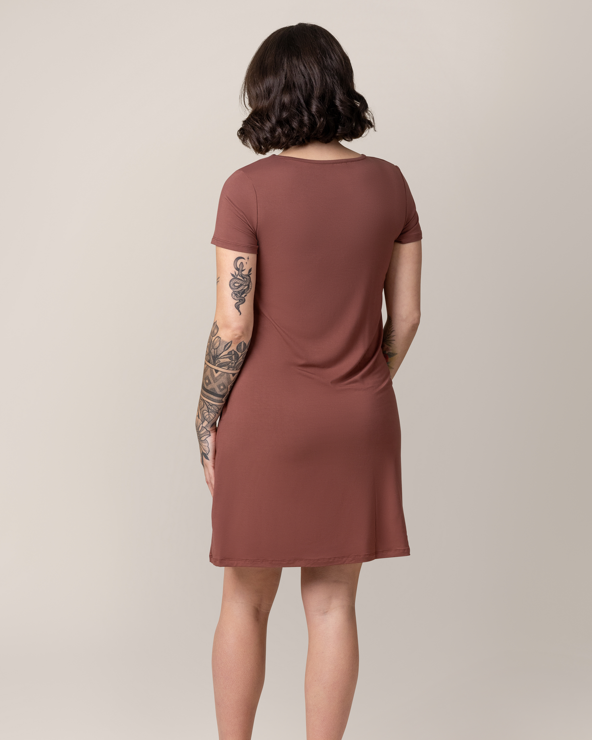 Eleanora Bamboo Maternity & Nursing Dress | Redwood - HoneyBug