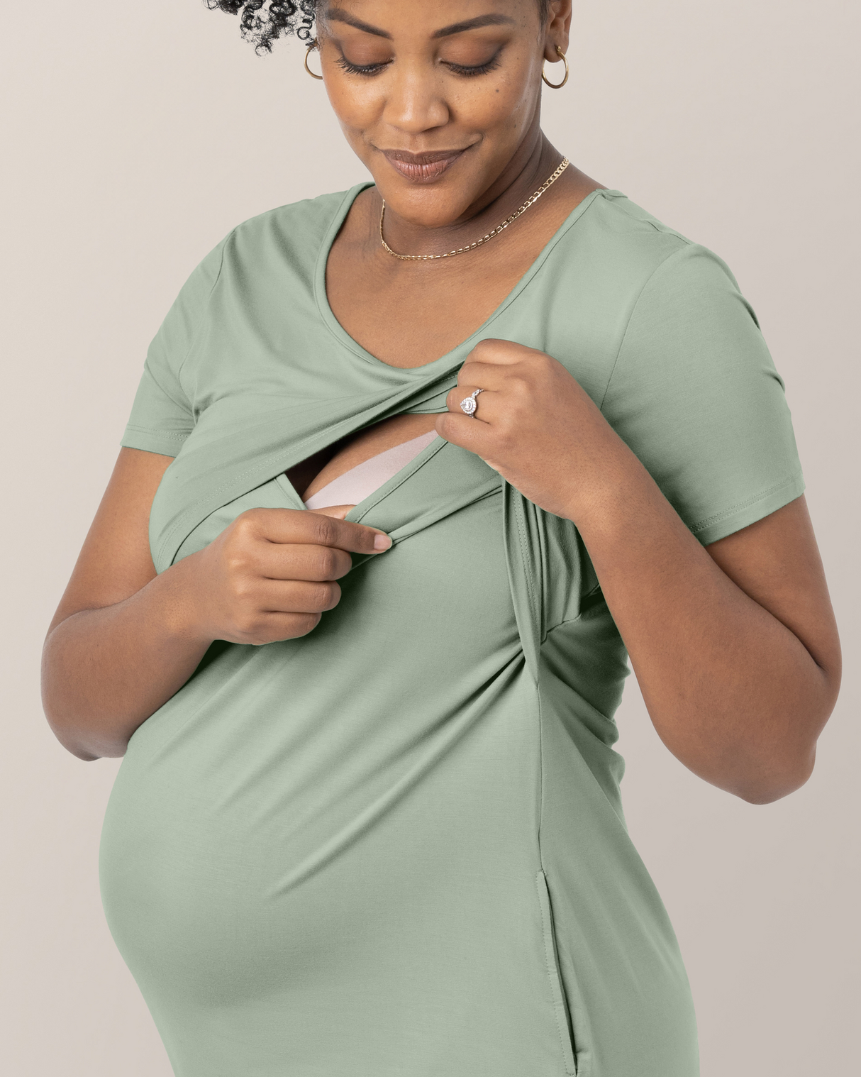 Eleanora Bamboo Maternity & Nursing Dress | Aqua Mist - HoneyBug
