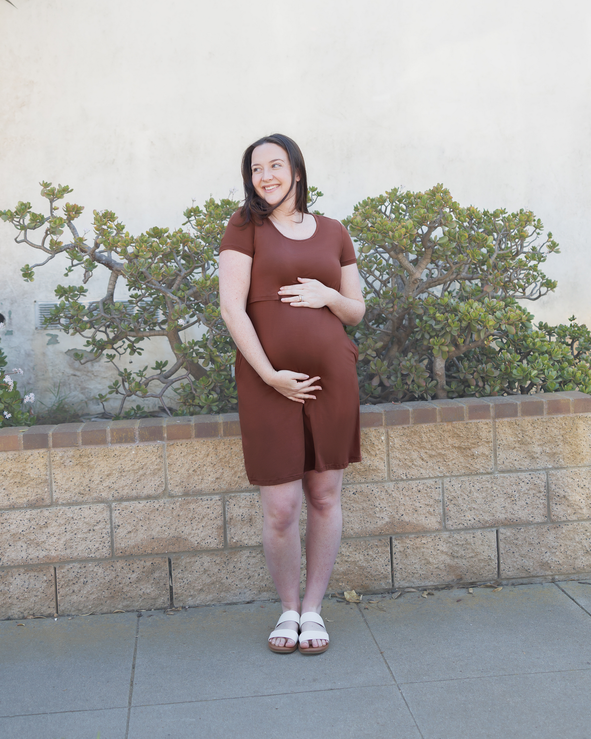 Eleanora Bamboo Maternity & Nursing Dress | Redwood - HoneyBug
