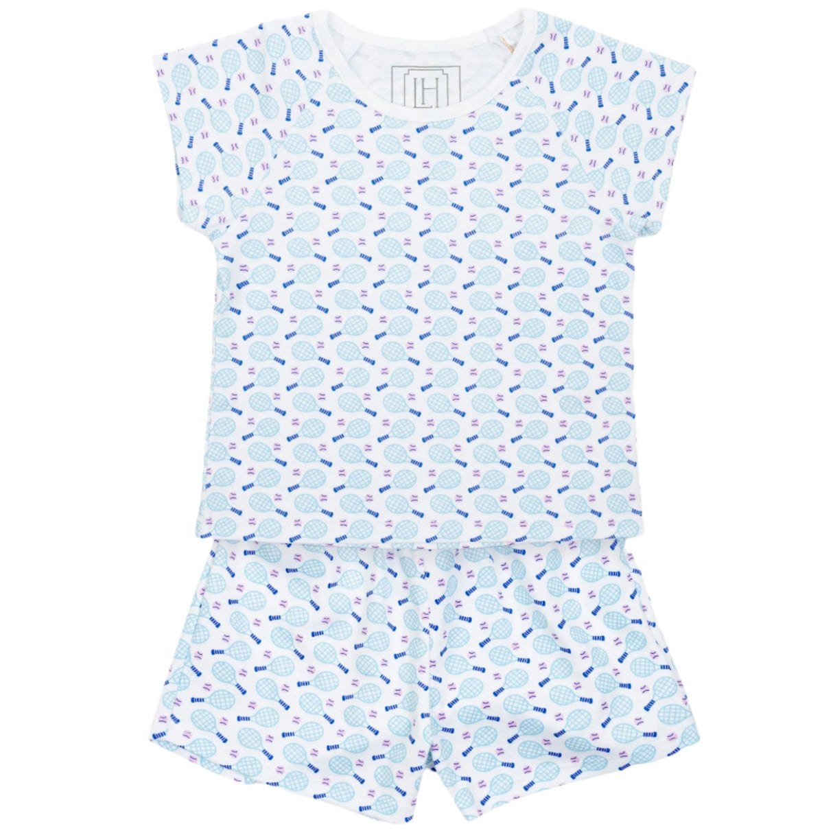 Emery Girls' Pima Cotton Short Set - Tennis Match Pink - HoneyBug