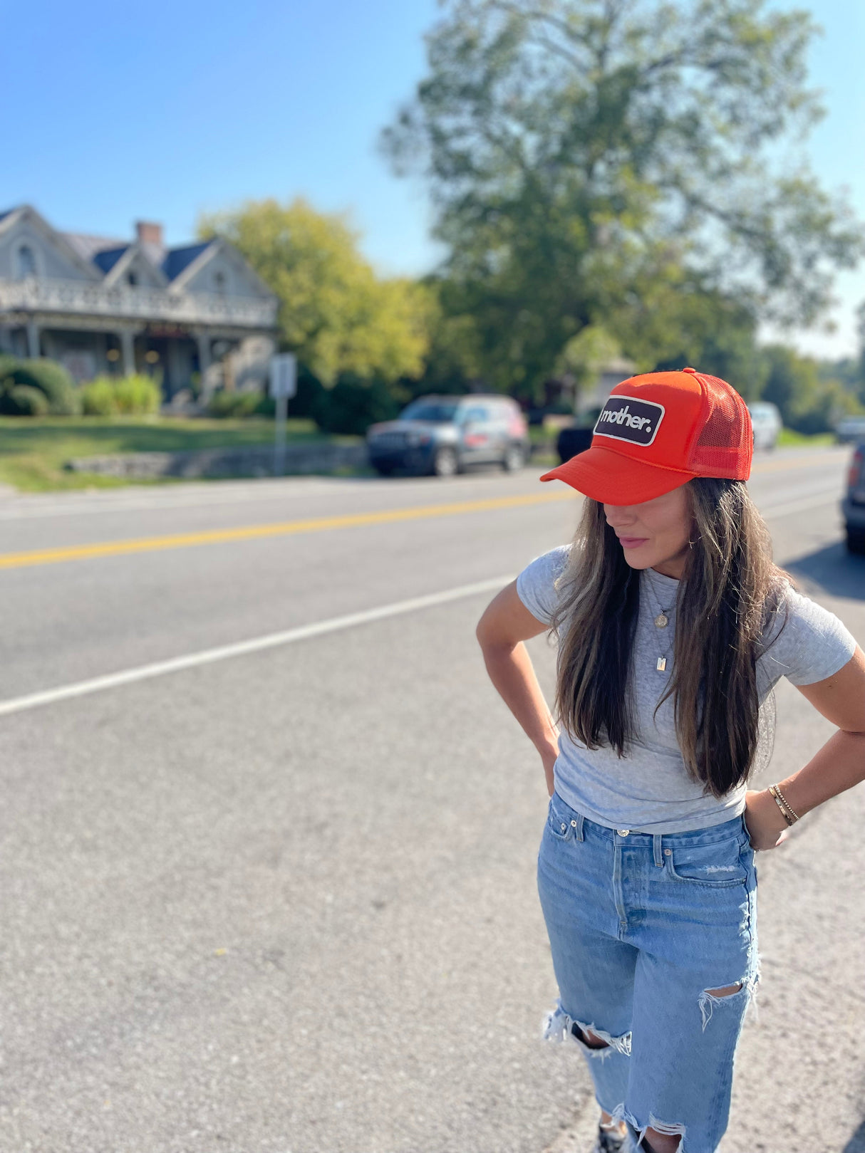 Mother Patch Trucker Hat - Orange - HoneyBug