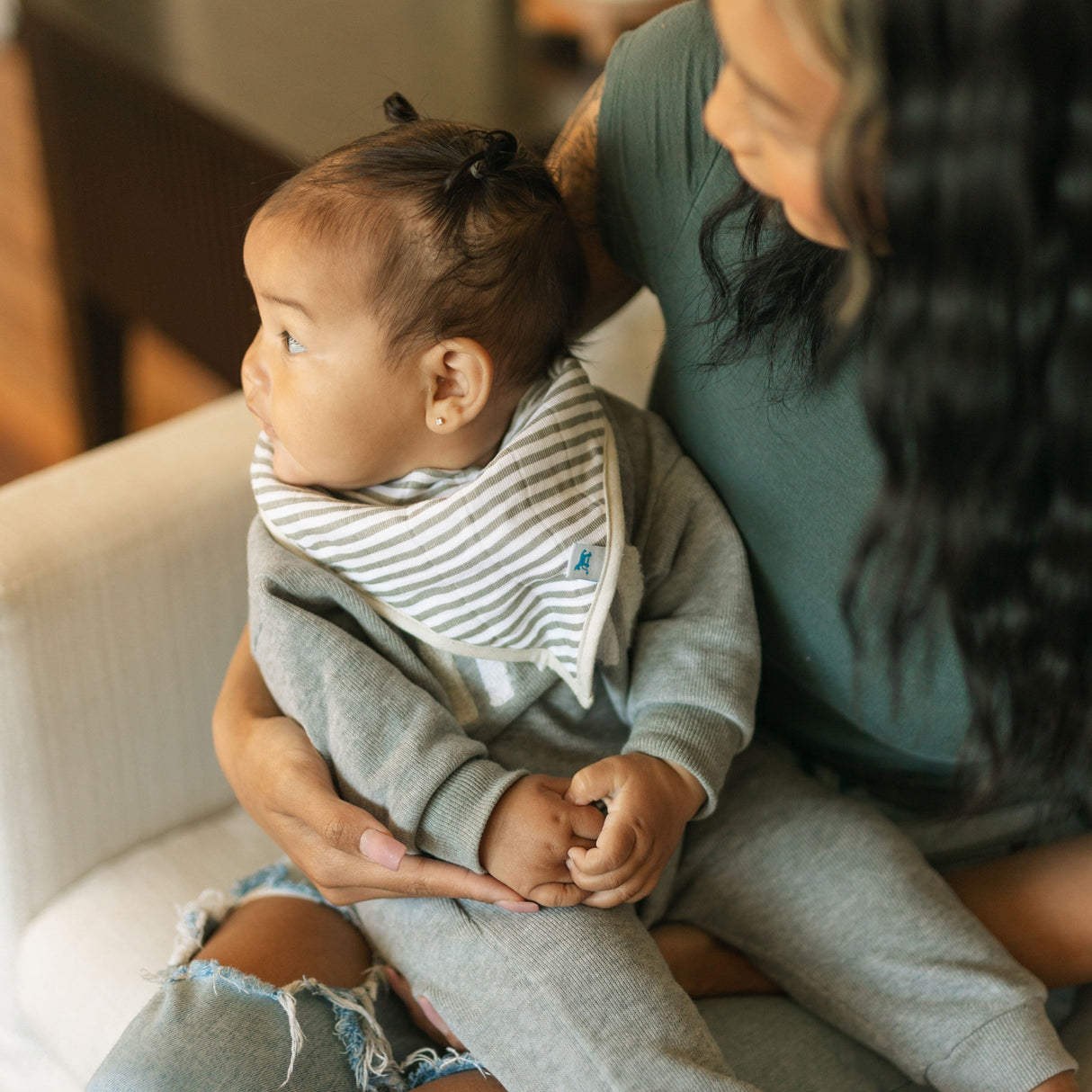Cotton Muslin + Fleece Bandana Bib 4 Pack - Pressed Petals - HoneyBug