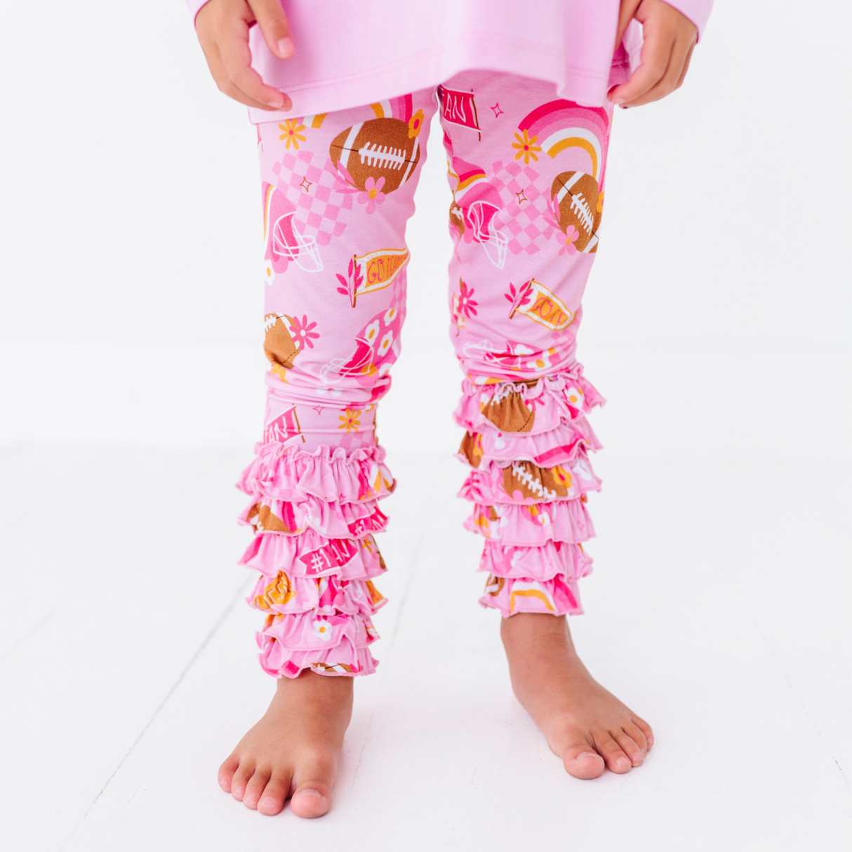 On Game Days We Wear Pink Cha Cha Leggings and Graphic Set - HoneyBug