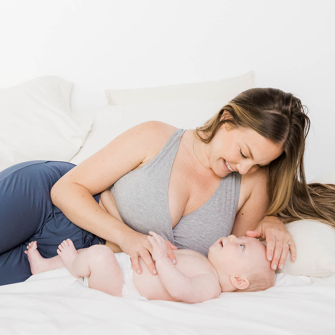 French Terry Racerback Nursing & Sleep Bra | Grey Heather - HoneyBug