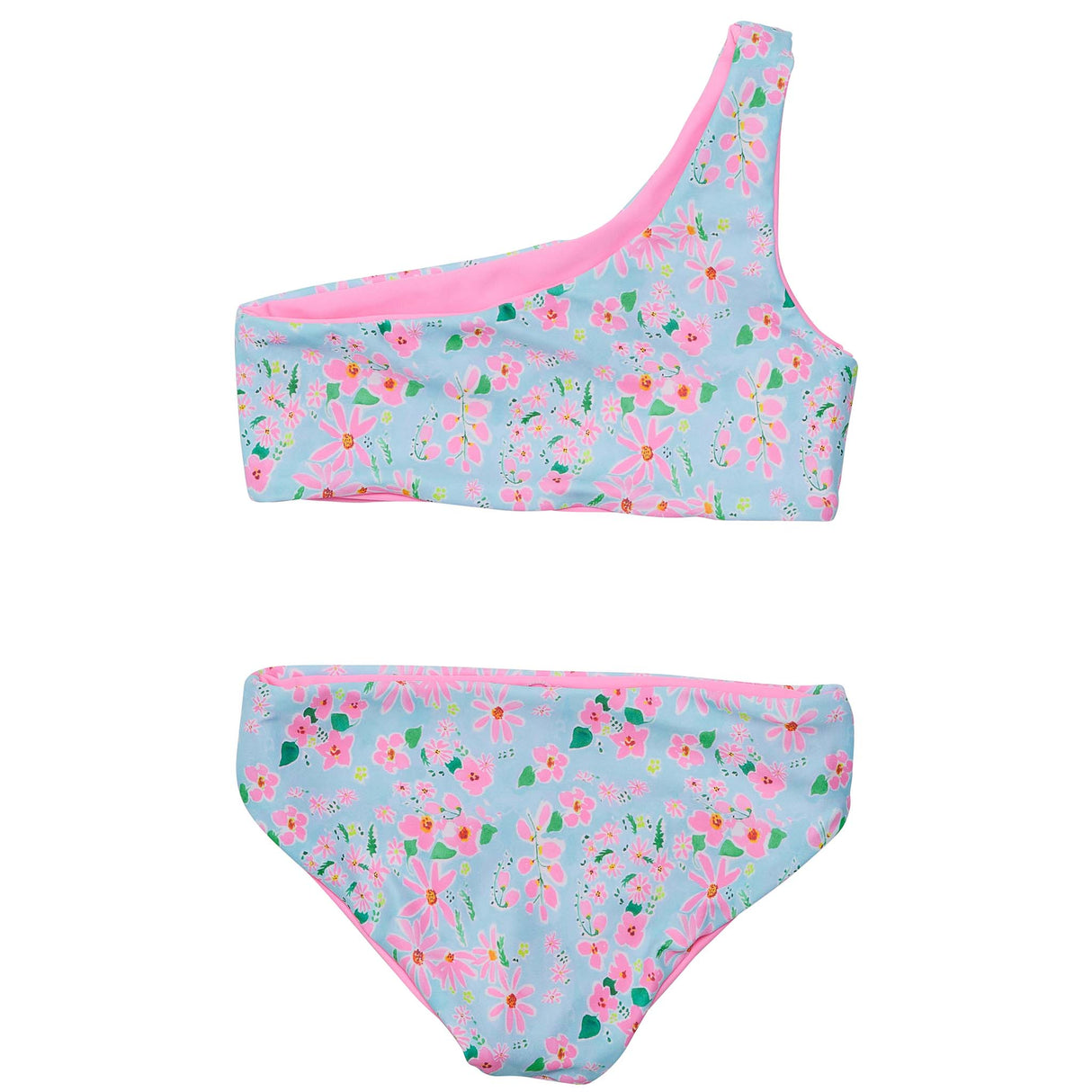 Daisy Chain One Shoulder Reversible Bikini - HoneyBug