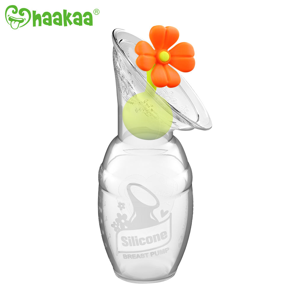 Haakaa Gen 1 Silicone Breast Pump 4 oz and Silicone Flower Stopper Set - HoneyBug