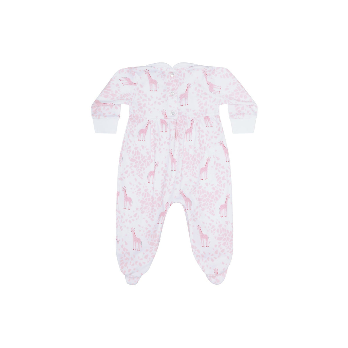 Pink Giraffe Print Smocked Footie - HoneyBug