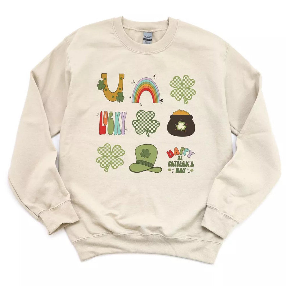 St. Patty's Icons Chart Adult Sweatshirt - HoneyBug