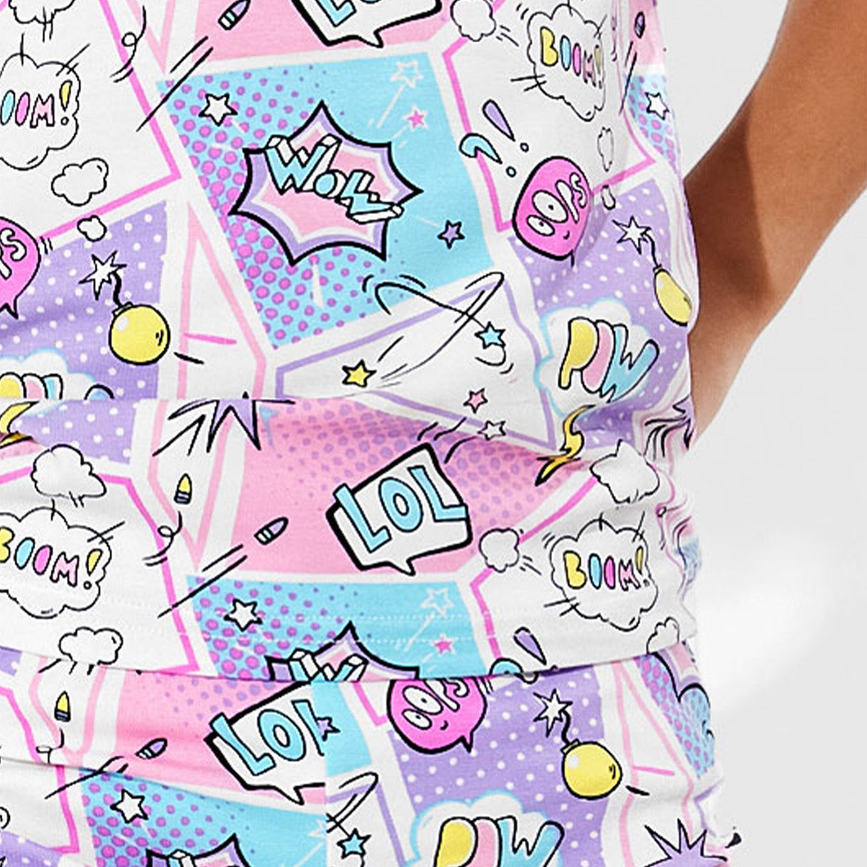 Comic Purple Bamboo Kids Pajama Short Set - HoneyBug