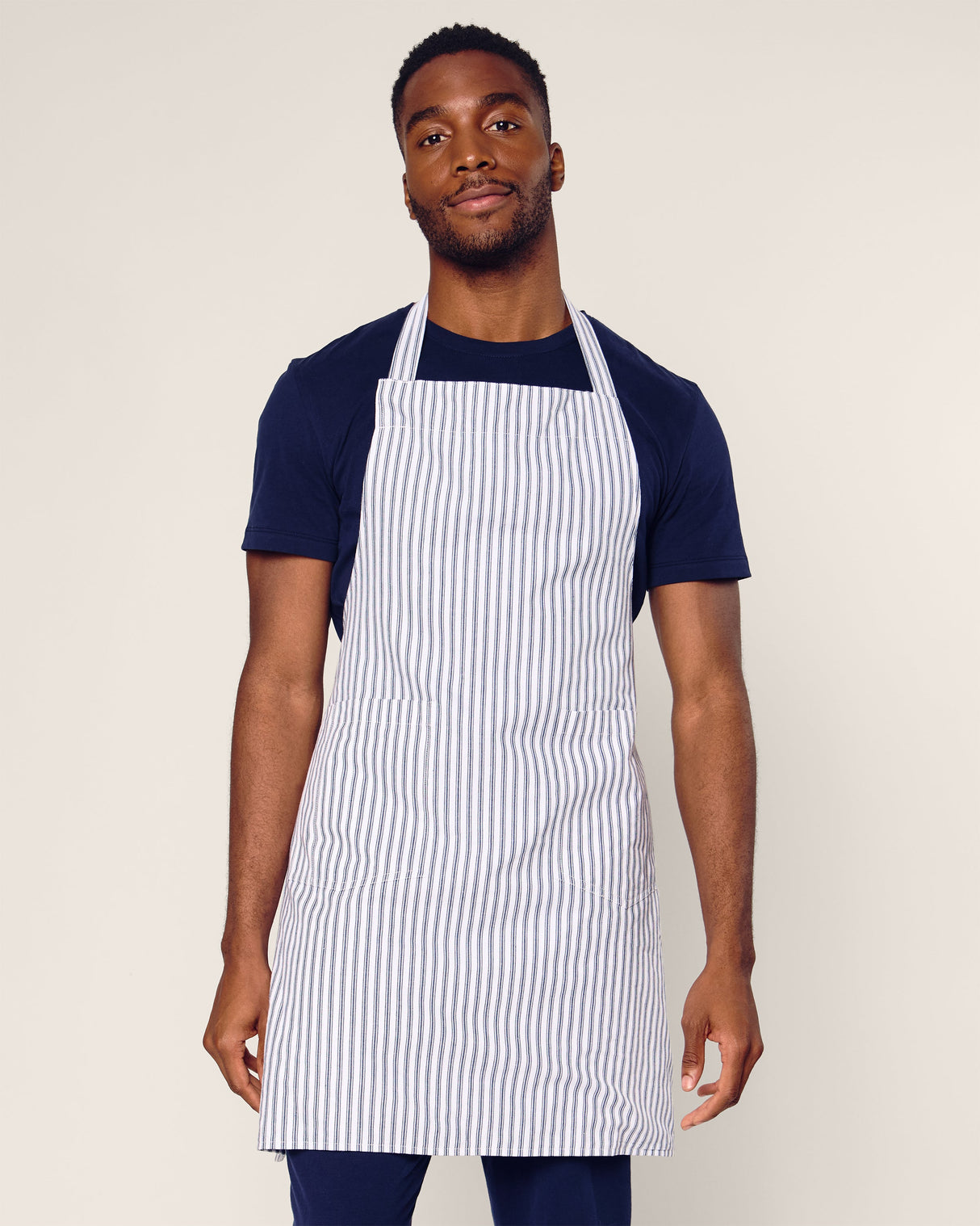 Adult Apron in Navy French Ticking - HoneyBug
