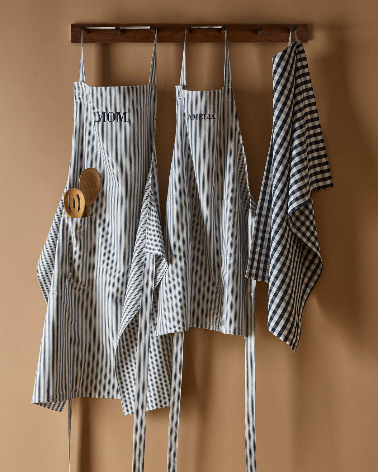 Kid's Apron in Navy French Ticking - HoneyBug